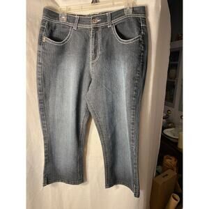 NoFuzee Women’s dark blue wash capris pants 14